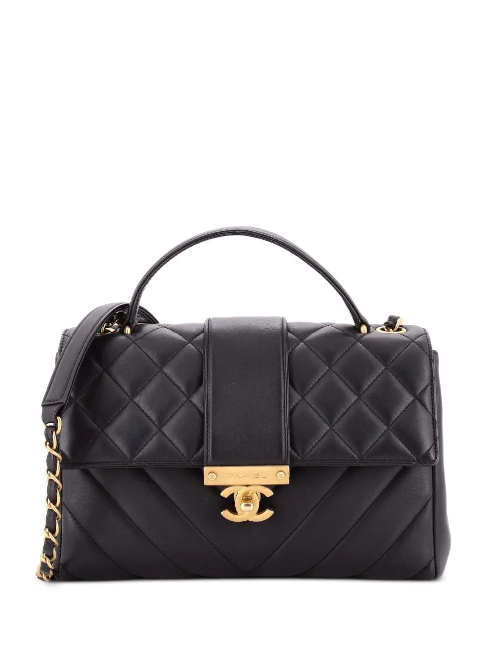 CHANEL Pre-Owned In The City Top Handle Flap Bag Mixed Quilt Calfskin Small satchel - Nero