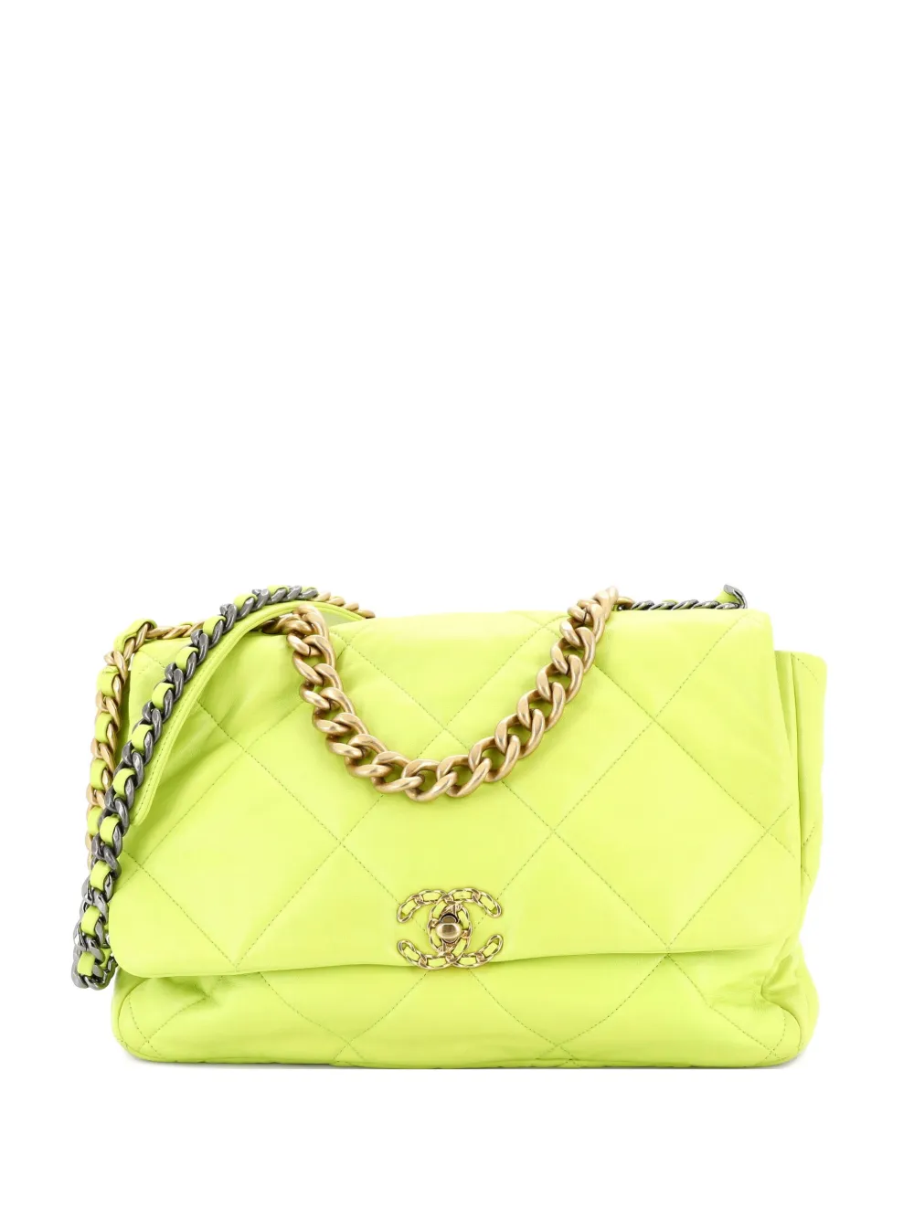 CHANEL Pre-Owned 19 Flap Bag Quilted Leather Maxi crossbody bag - Giallo