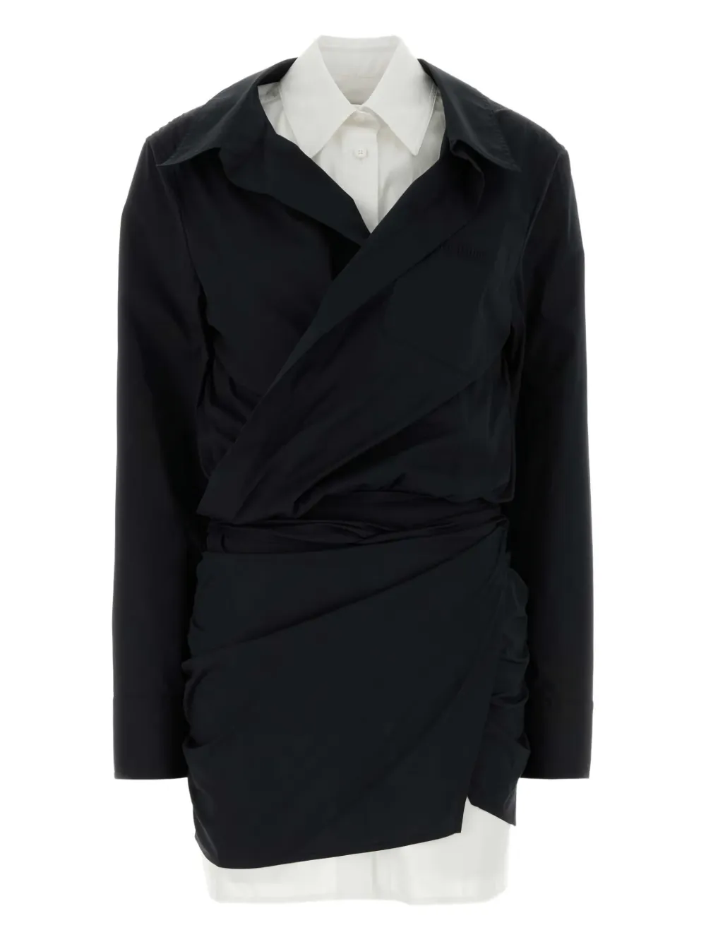 The Attico poplin wrap dress - Nero