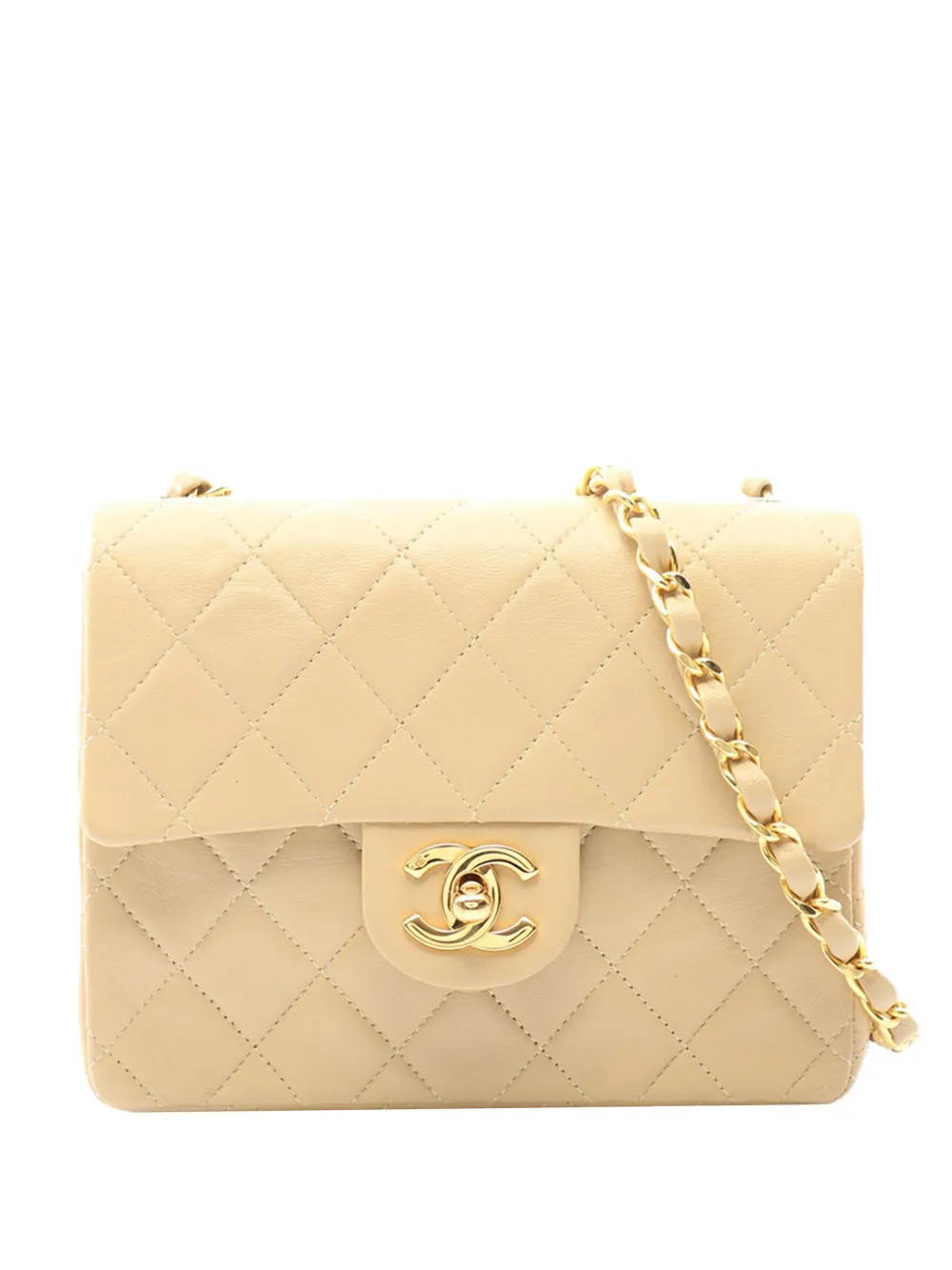 CHANEL Pre-Owned 2008-2009 Mini Square Classic Lambskin Single Flap crossbody bag - Marrone