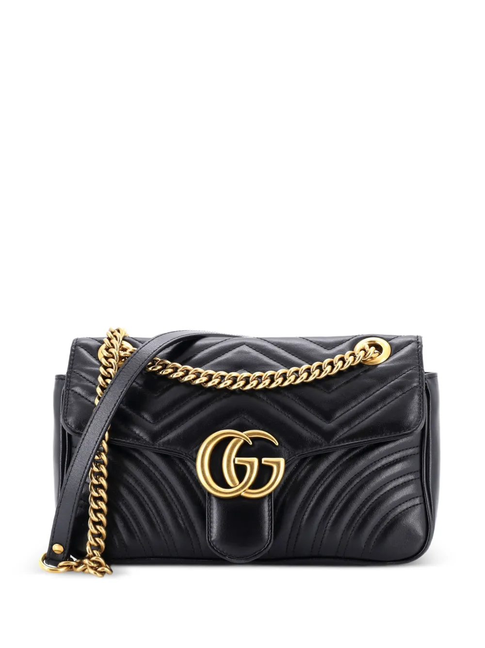 Gucci Pre-Owned GG Marmont Flap Bag Matelasse Leather Medium shoulder bag - Nero