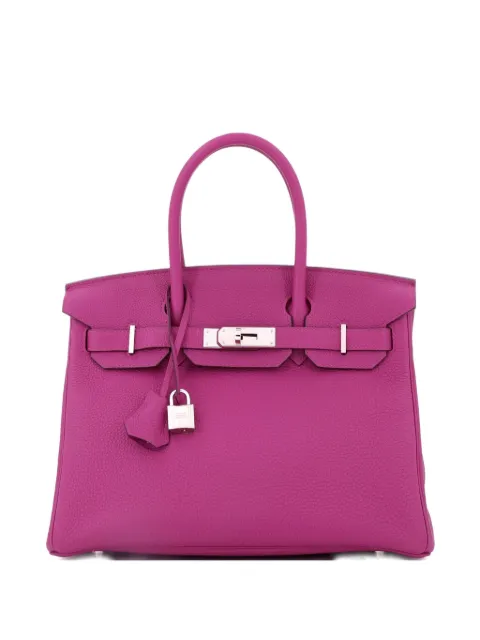 Hermès Pre-Owned Birkin Handbag Pink Clemence with Palladium Hardware 30 satchel