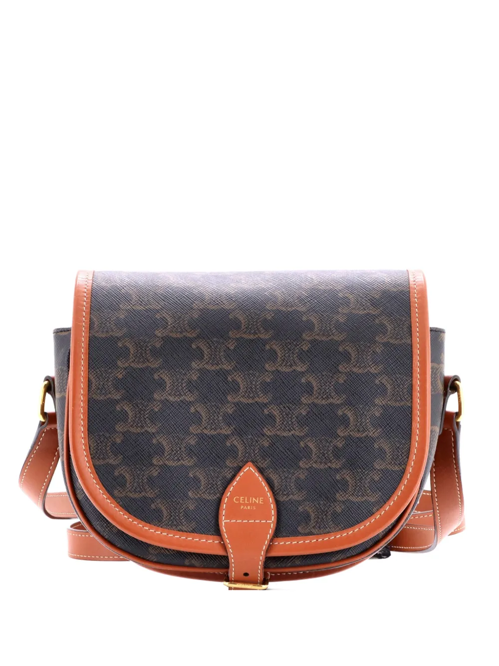 Celine Pre-Owned Folco Bag Triomphe Coated Canvas Medium crossbody bag - Marrone