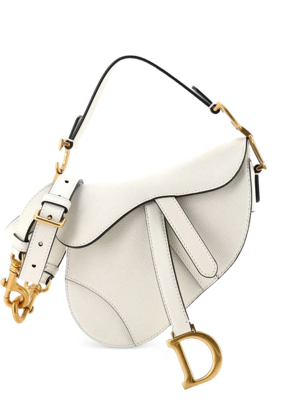 Christian Dior Pre-Owned Saddle Handbag with Strap Leather Mini shoulder bag - Bianco