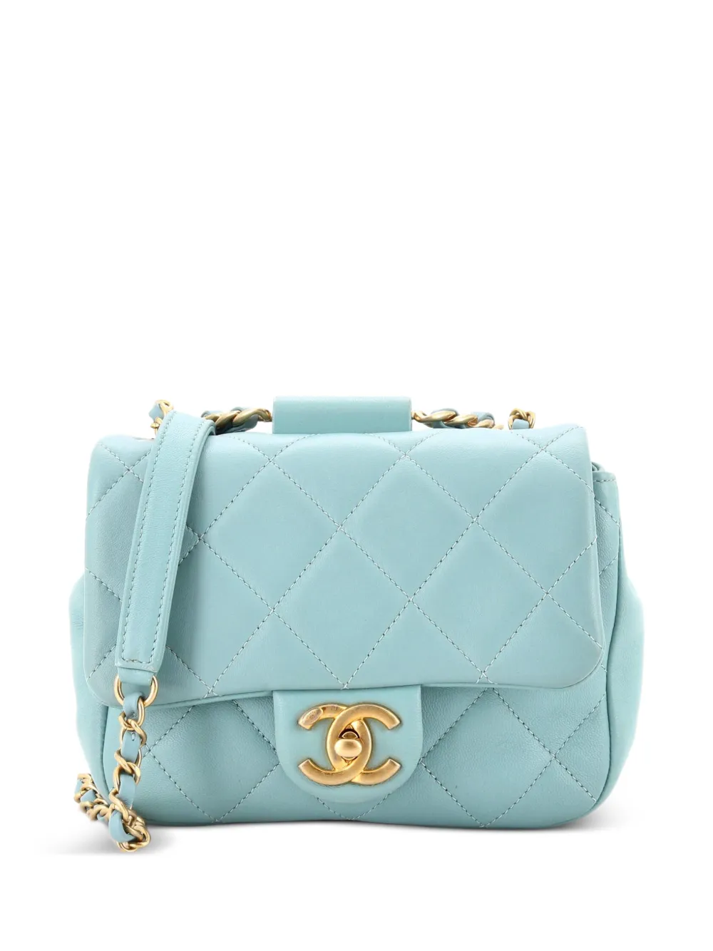CHANEL Pre-Owned In The Loop Flap Bag Quilted Lambskin Small crossbody bag - Blu