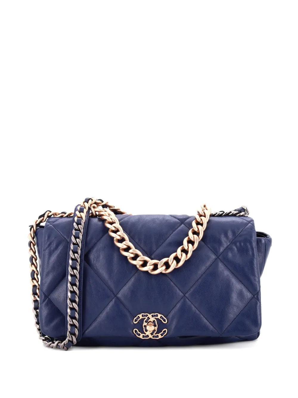 CHANEL Pre-Owned 19 Flap Bag Quilted Leather Maxi crossbody bag - Blu