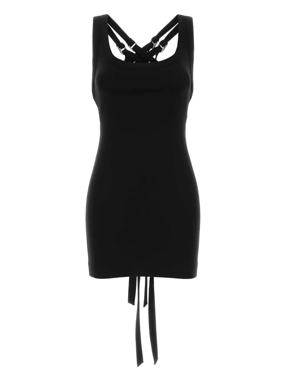 The Attico crossover-strap jersey dress - Nero