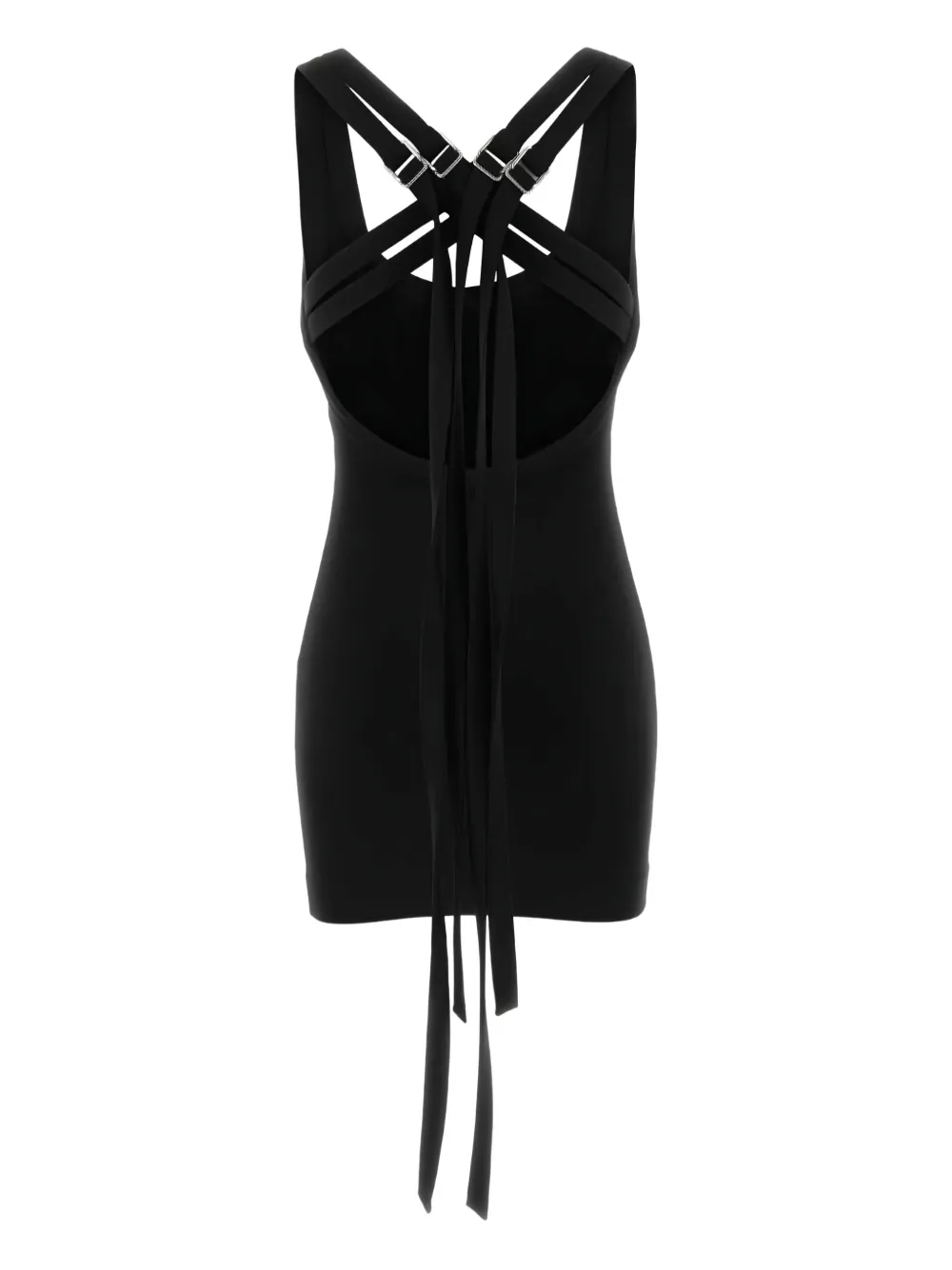 The Attico crossover-strap jersey dress - Zwart