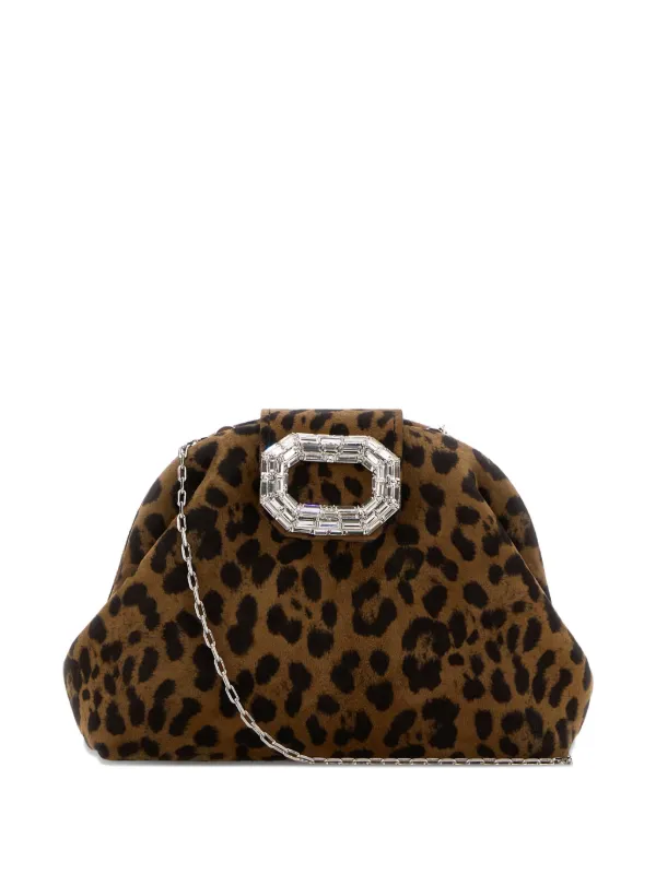 Amina Muaddi Camelia Clutch Bag in Brown