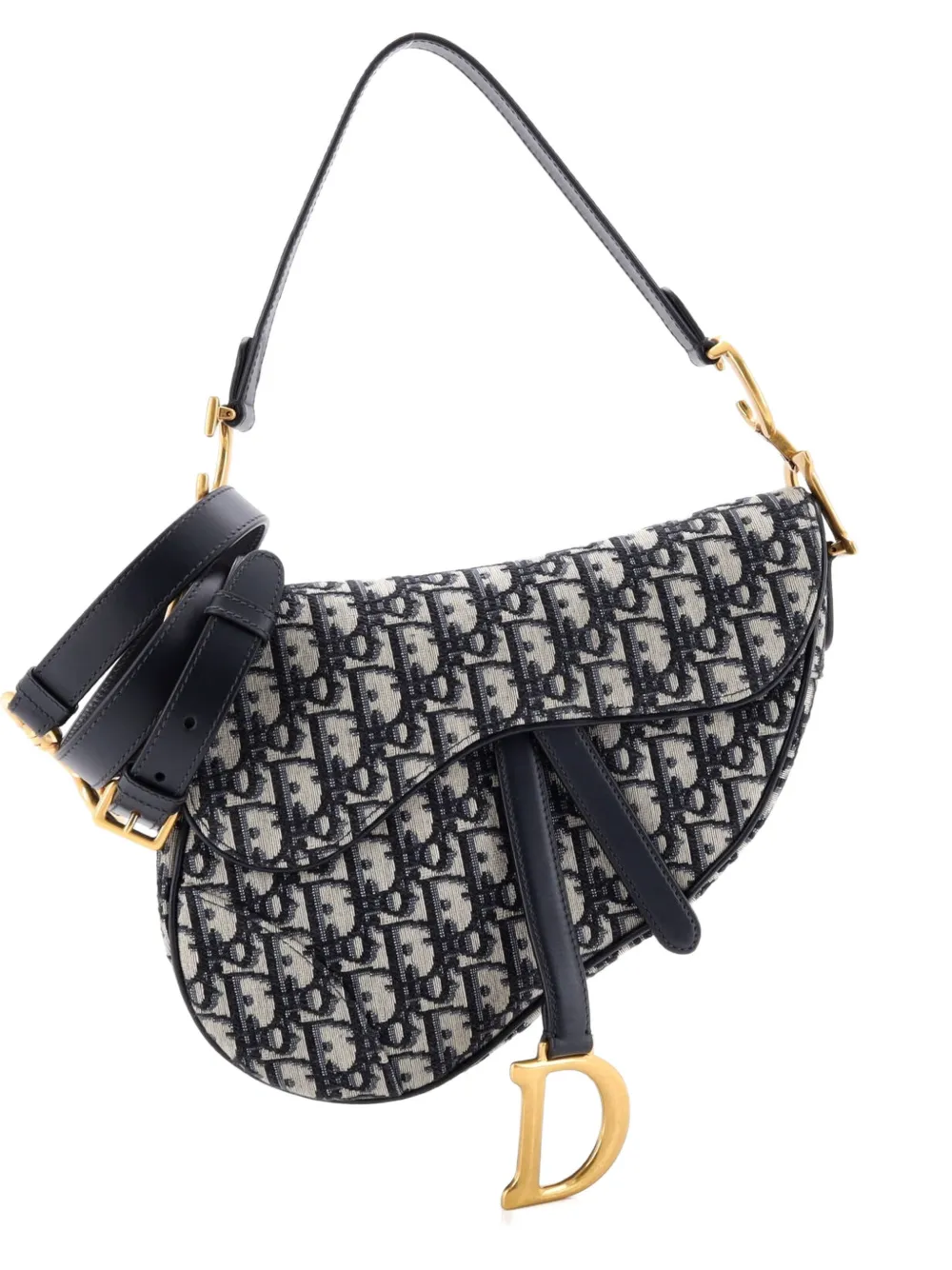 Christian Dior Pre-Owned Saddle Handbag with Strap Oblique Canvas Medium shoulder bag - Blu