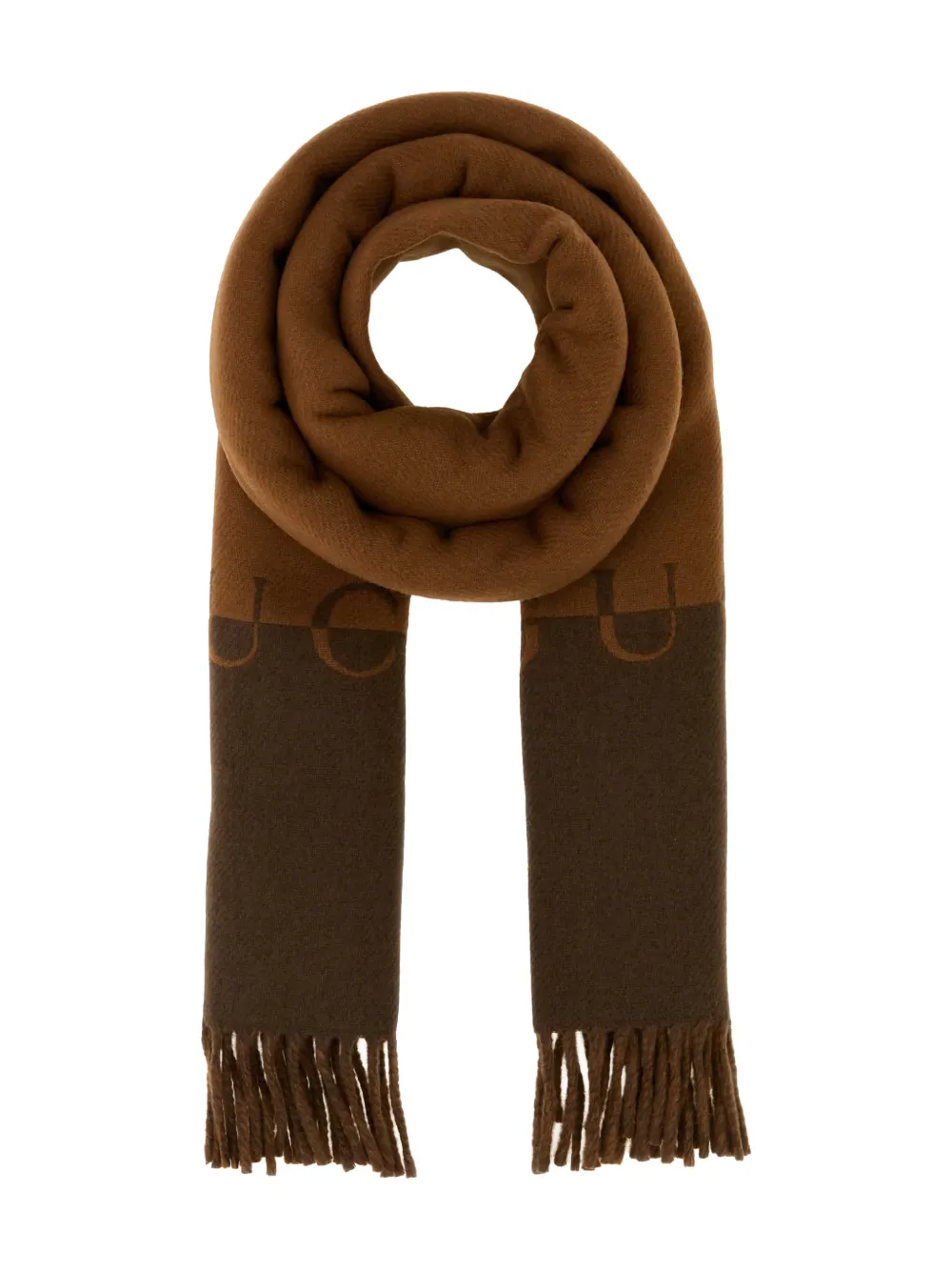 Gucci Fringed Logo Scarf In Brown