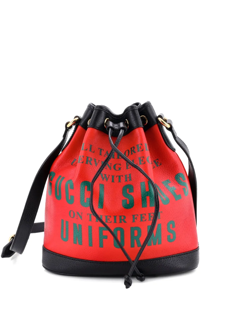Gucci Pre-Owned 100 Printed Leather bucket bag - Rosso