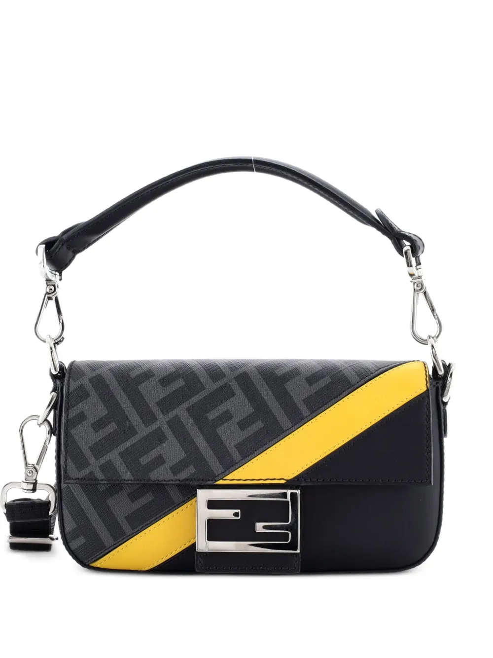 Fendi Pre-Owned Baguette NM Bag Zucca Coated Canvas and Leather Mini shoulder bag - Nero