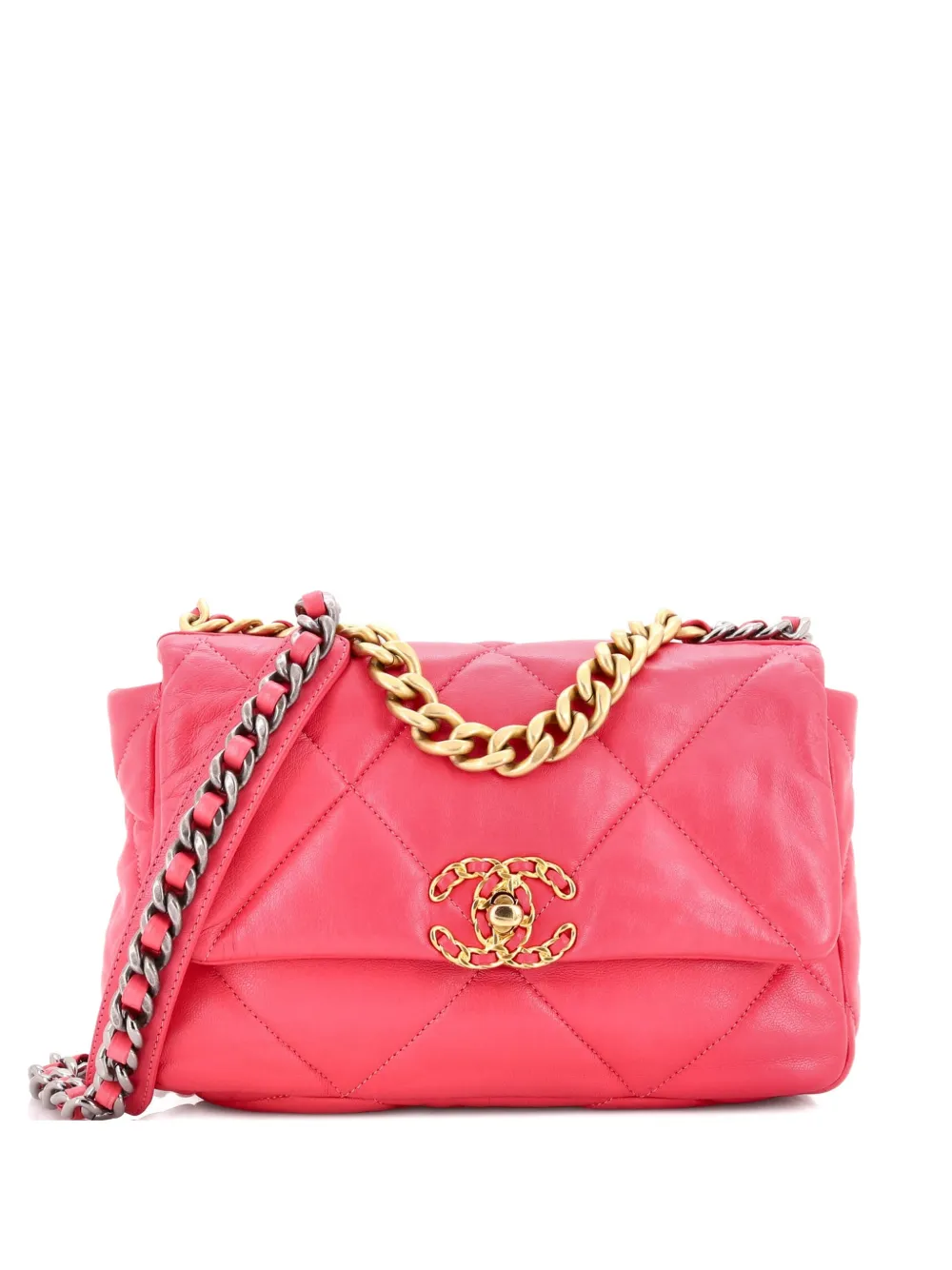 CHANEL Pre-Owned 19 Flap Bag Quilted Leather Medium crossbody bag - Rosa