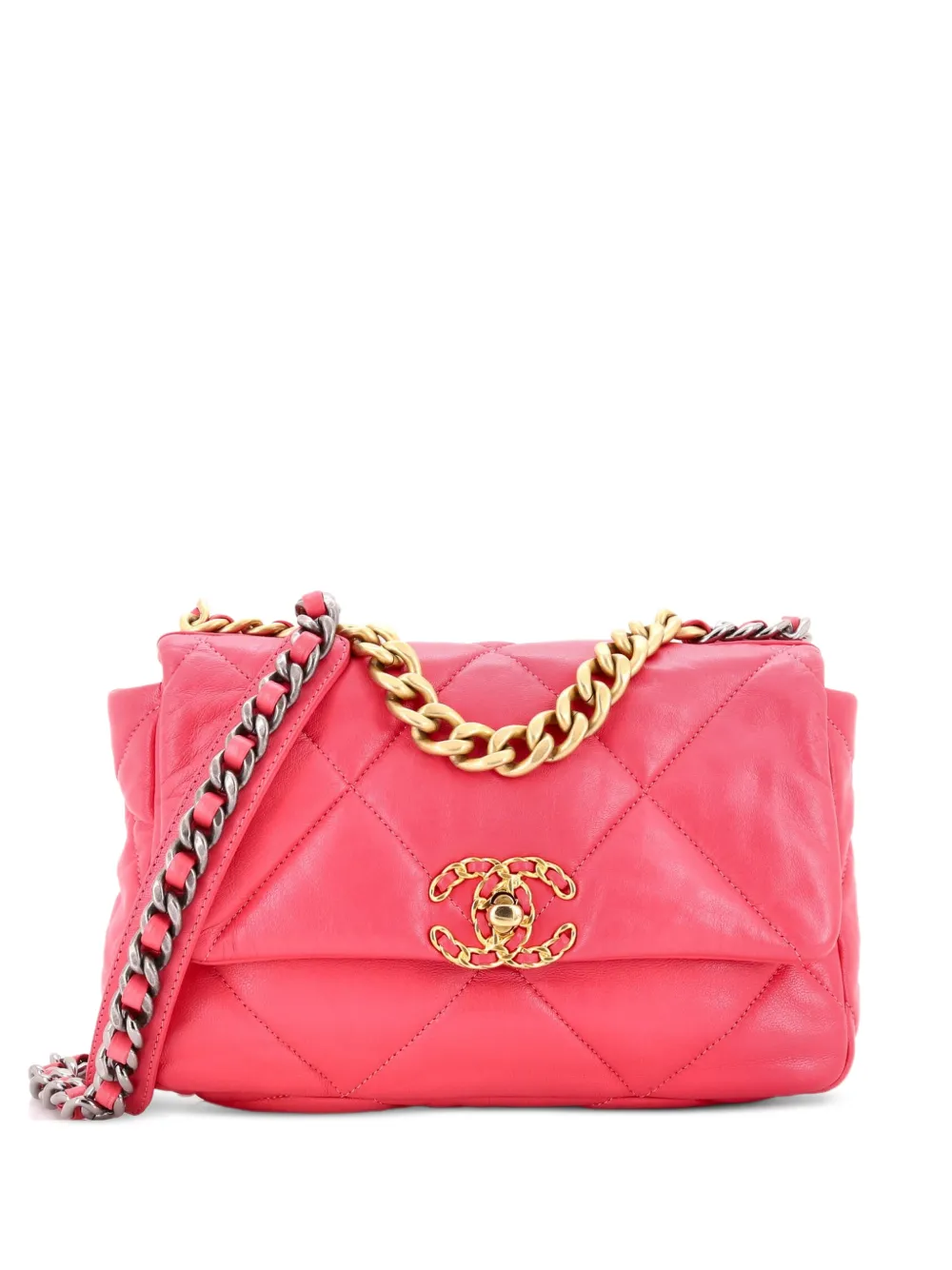 CHANEL Pre-Owned 19 Flap Bag Quilted Leather Medium crossbody bag - Rosa