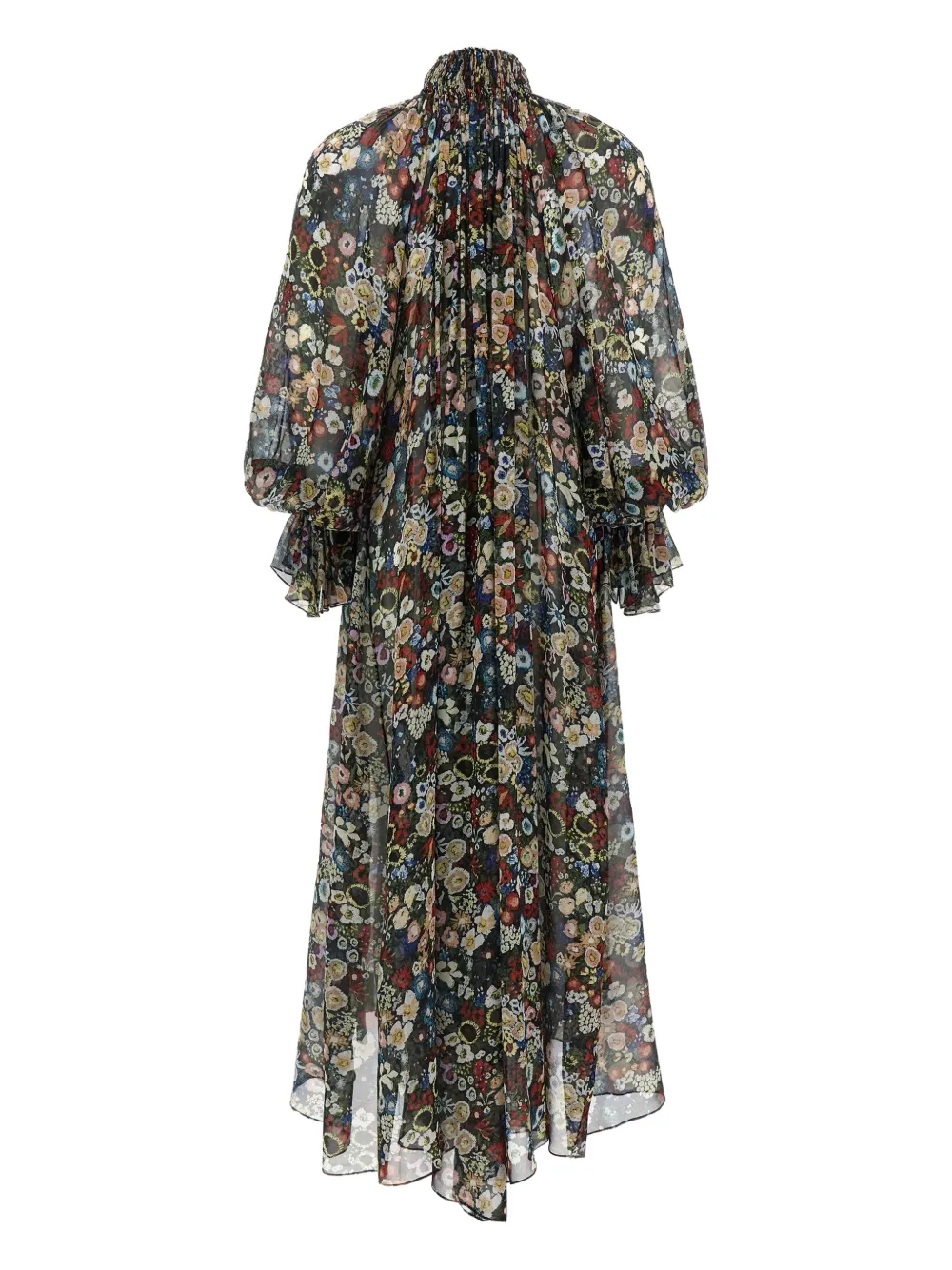 KHAITE Edgar floral-print high-neck dress - Zwart