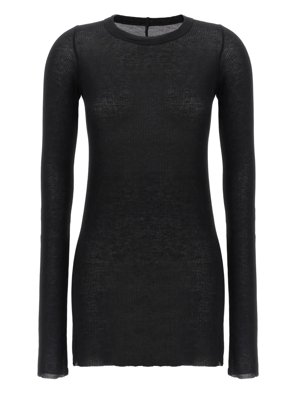 Rick Owens ribbed raw-cut detail T-shirt - Nero