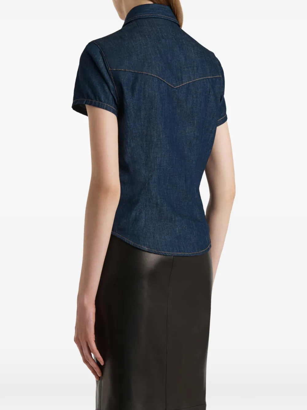 KHAITE Katoenen denim blouse met drukknoop Blauw