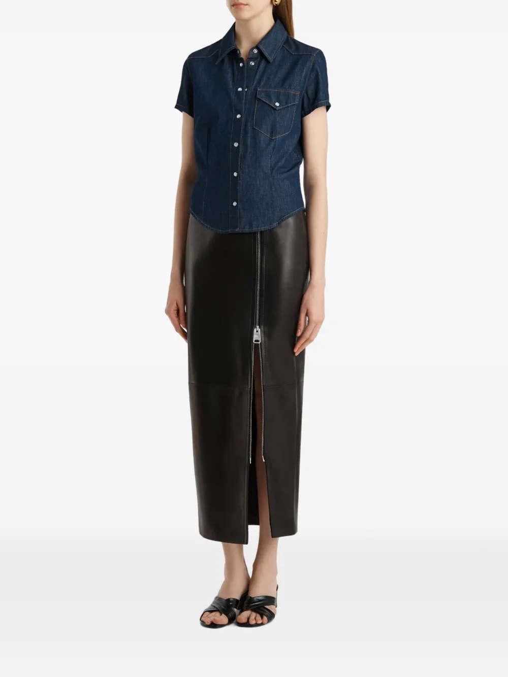 KHAITE Katoenen denim blouse met drukknoop Blauw