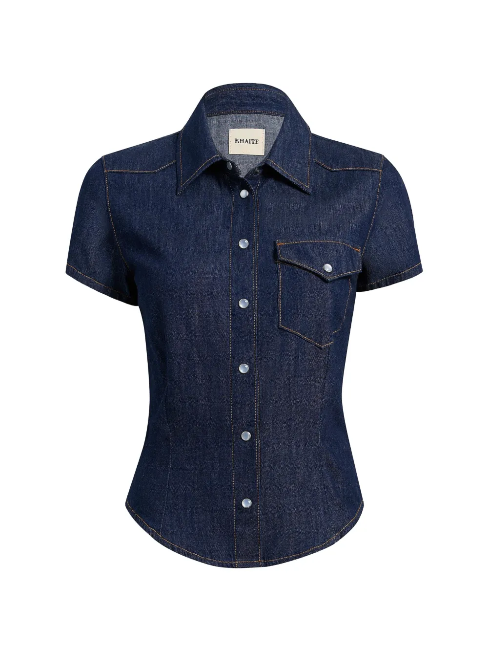 KHAITE Katoenen denim blouse met drukknoop Blauw