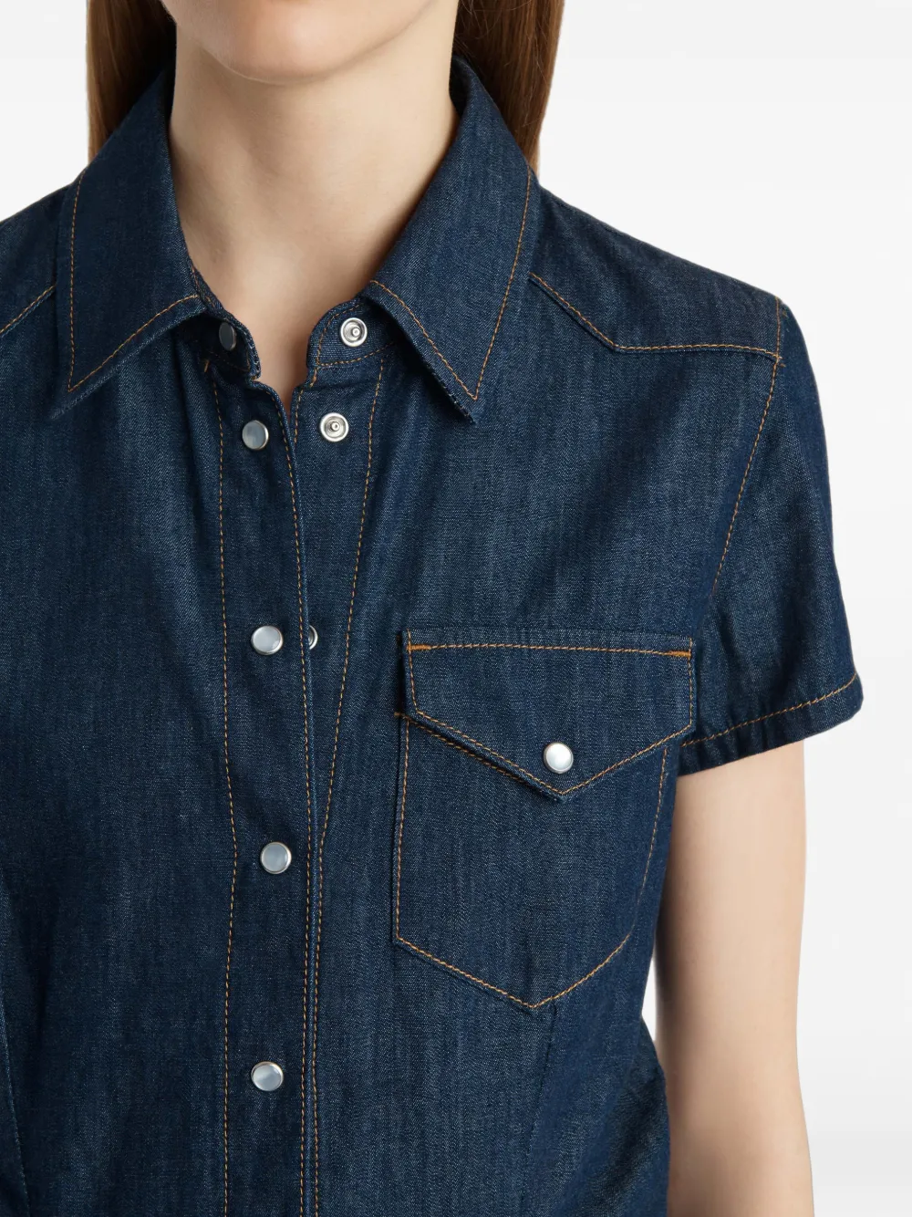 KHAITE Katoenen denim blouse met drukknoop Blauw