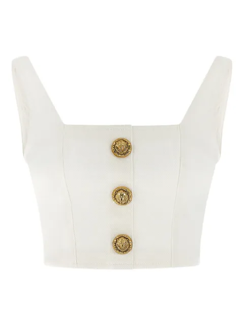 Balmain button suare-neck top