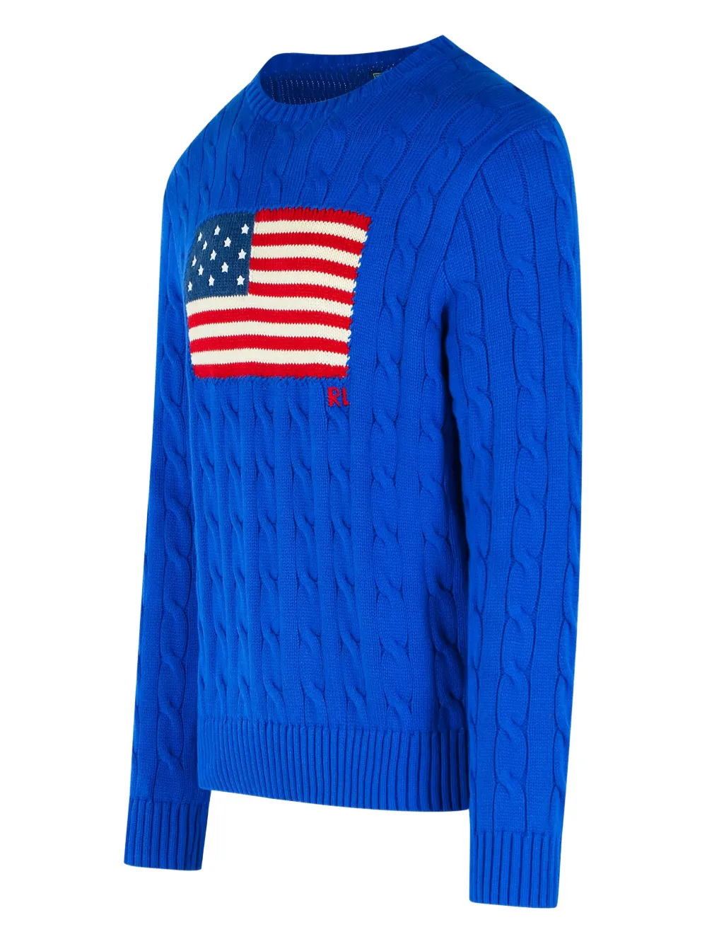Polo Ralph Lauren Gevlochten trui met Amerikaanse vlag Blauw