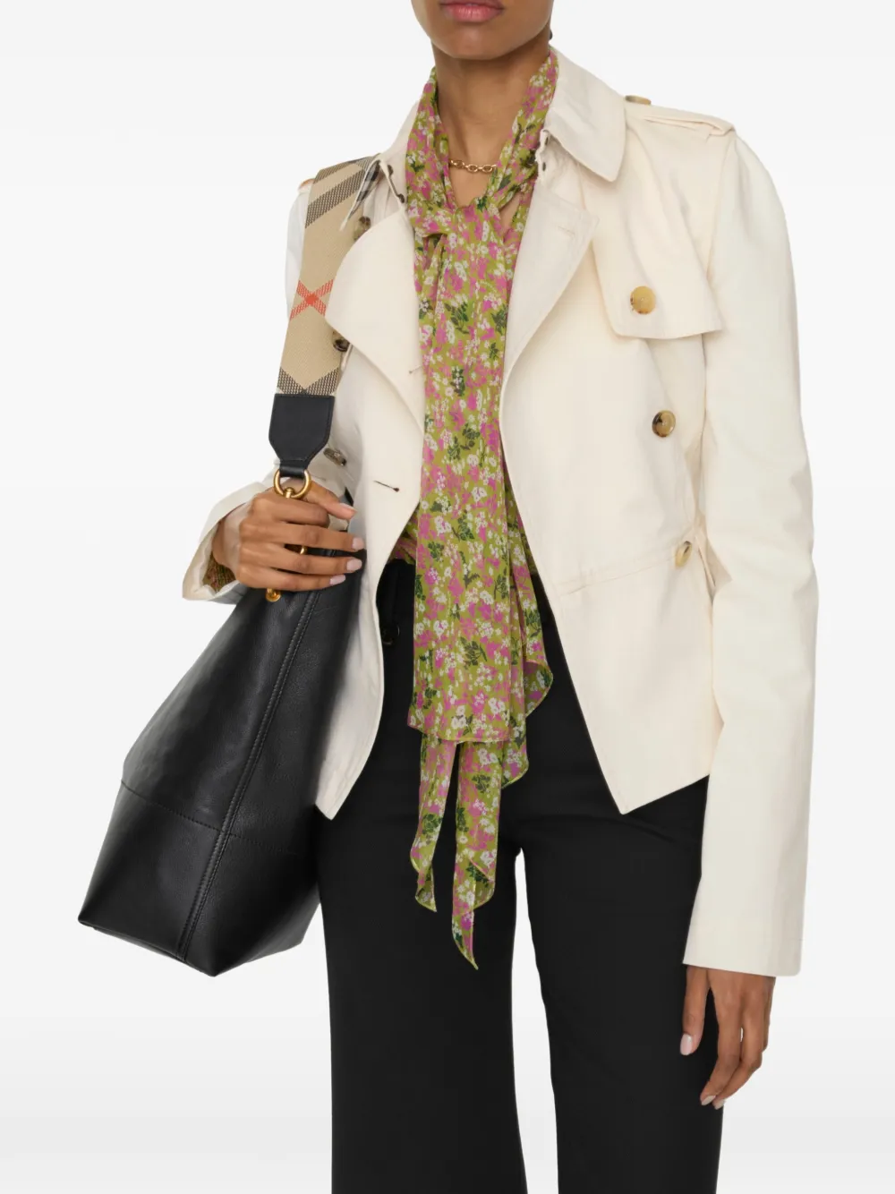  Burberry Isabella Buckle Belt Jacket - Neutrals 