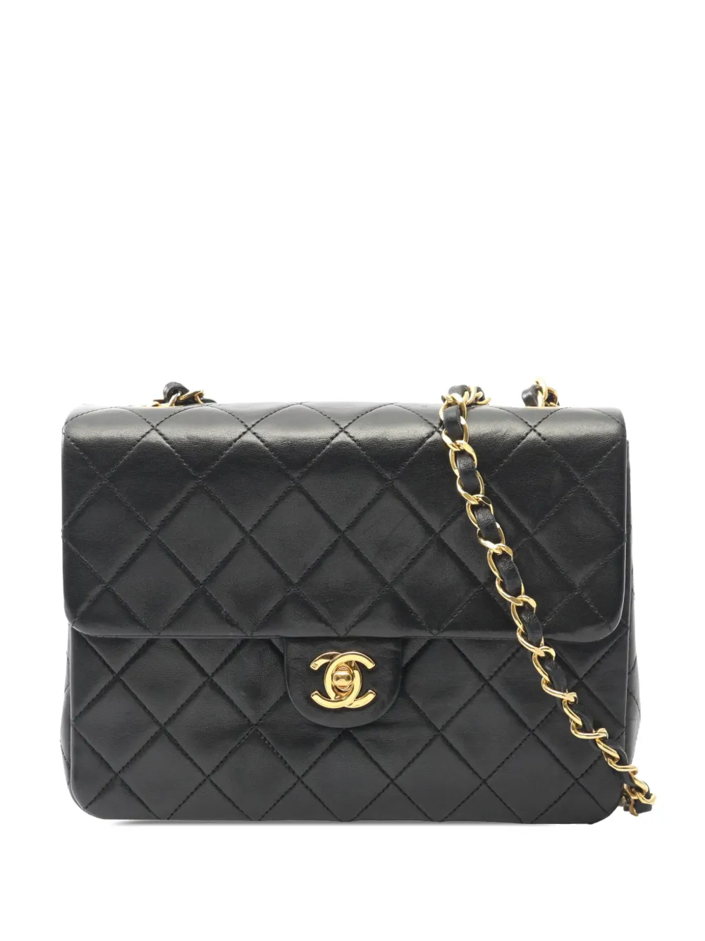 CHANEL Pre-Owned 1989-1991 Square Quilted Lambskin Single Flap crossbody bag - Nero