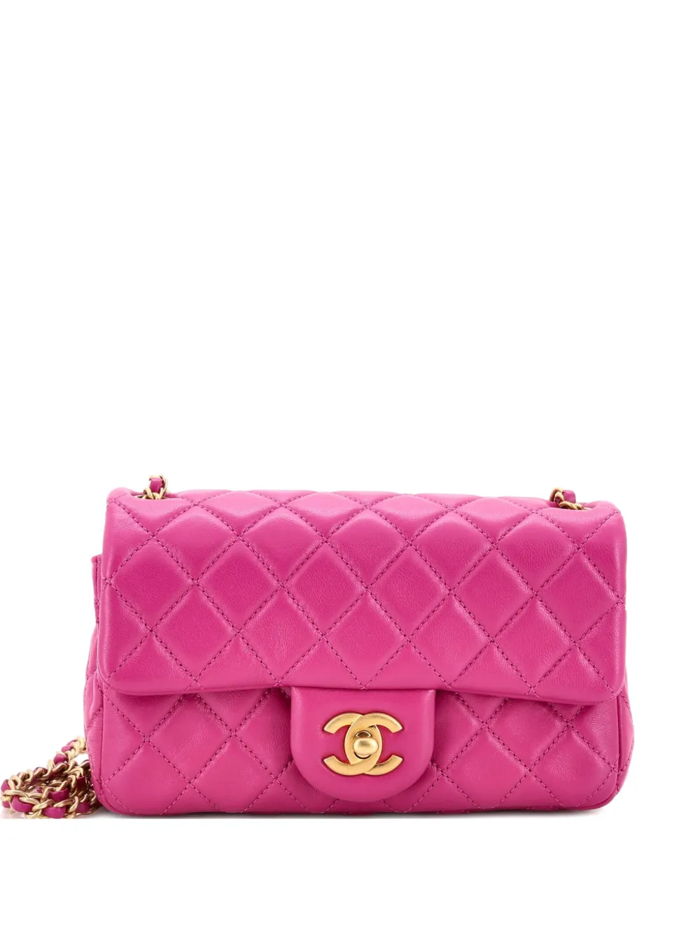 CHANEL Pre-Owned Pearl Crush Flap Bag Quilted Lambskin Mini crossbody bag - Purple