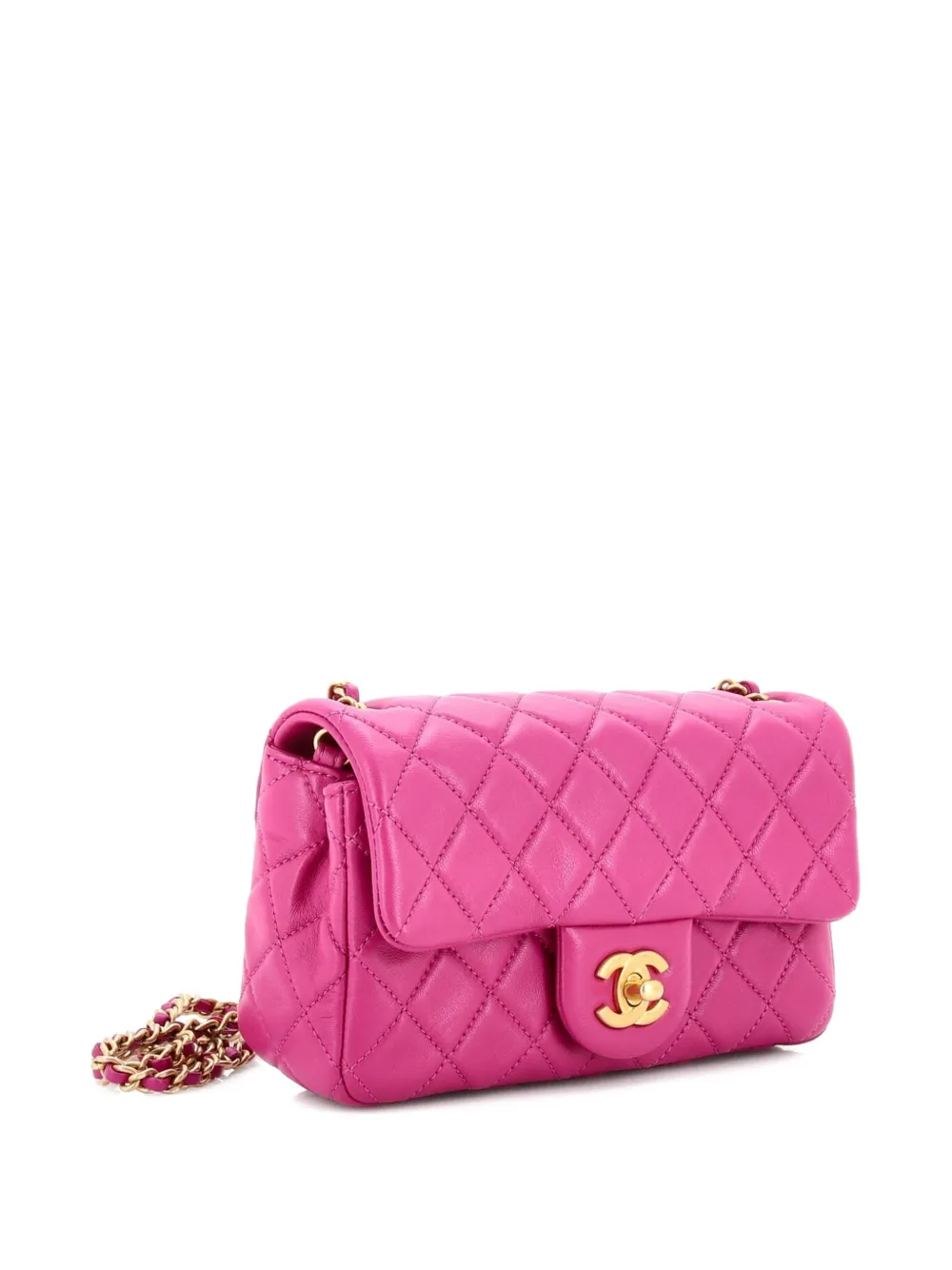  Chanel Pre-owned Borsa A Tracolla Pearl Crush Mini In Pelle Di Agnello Trapuntata Con Battente - Viola 