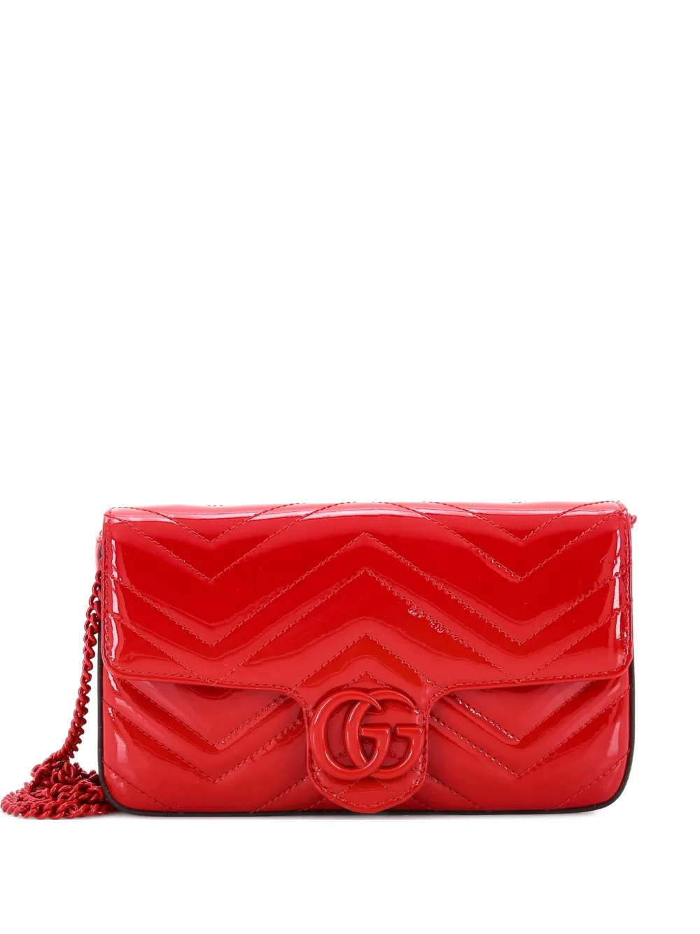 Gucci Pre-Owned GG Marmont Flap Bag Matelasse Patent Mini crossbody bag - Rosso