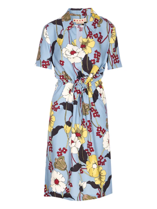 marni midi dress Brown ribbed cotton midi dress with Marni Frame logo