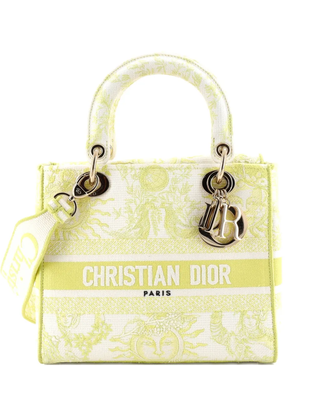 Christian Dior Pre-Owned Lady D-Lite Bag Embroidered Canvas Medium satchel - Giallo