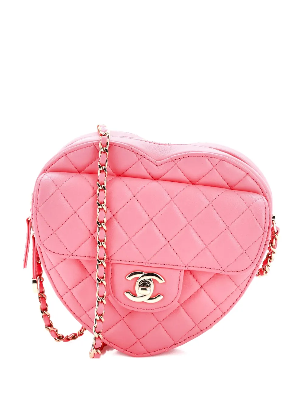 CHANEL Pre-Owned CC in Love Heart Bag Quilted Lambskin crossbody bag - Rosa
