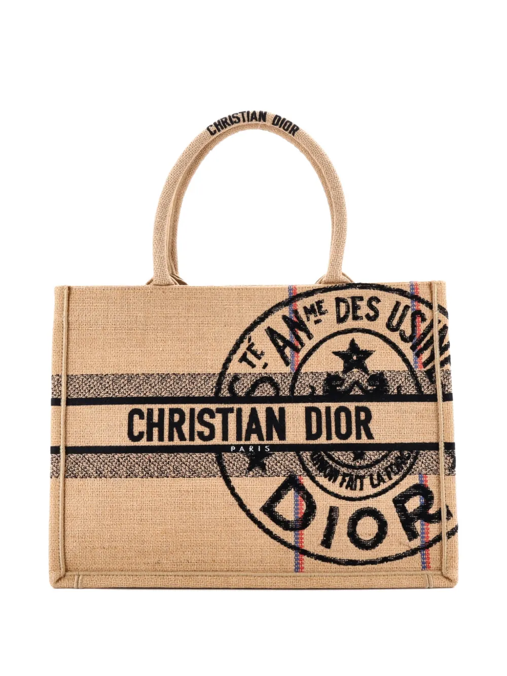 Christian Dior Pre-Owned Book Embroidered Raffia Medium tote bag - Toni neutri