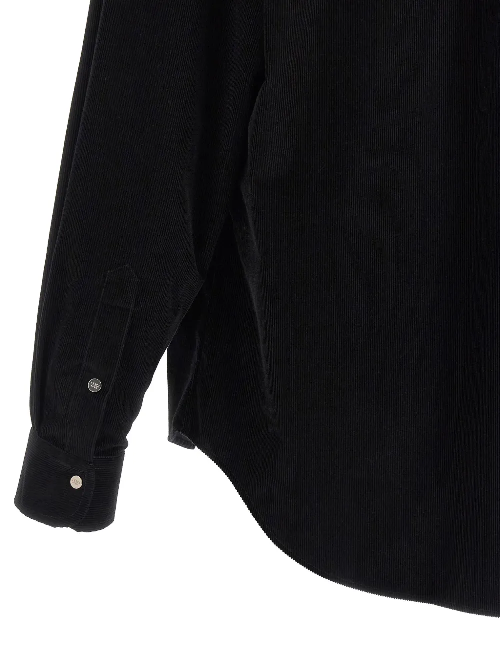 FENDI Button-down ribfluwelen overhemd met borduurwerk Zwart
