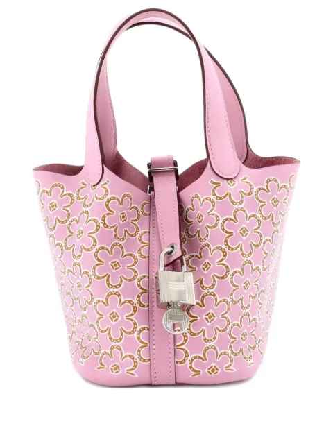 Hermès Pre-Owned Picotin Lock Bag Lucky Daisy Printed Swift Micro bucket bag