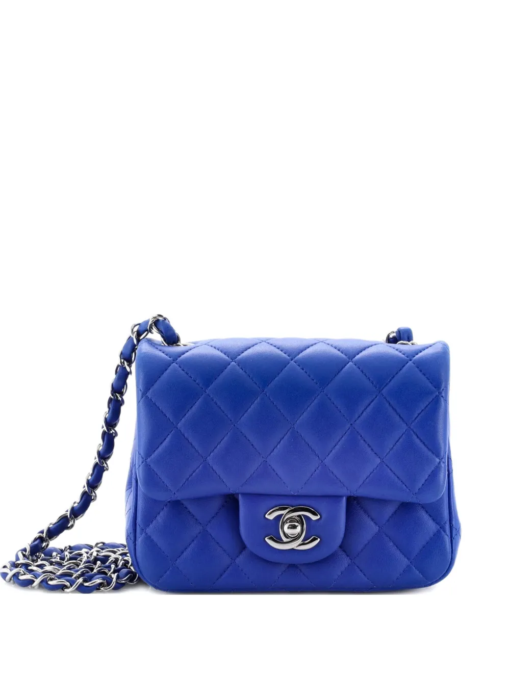 CHANEL Pre-Owned Square Classic Single Flap Bag Quilted Lambskin Mini crossbody bag - Blu