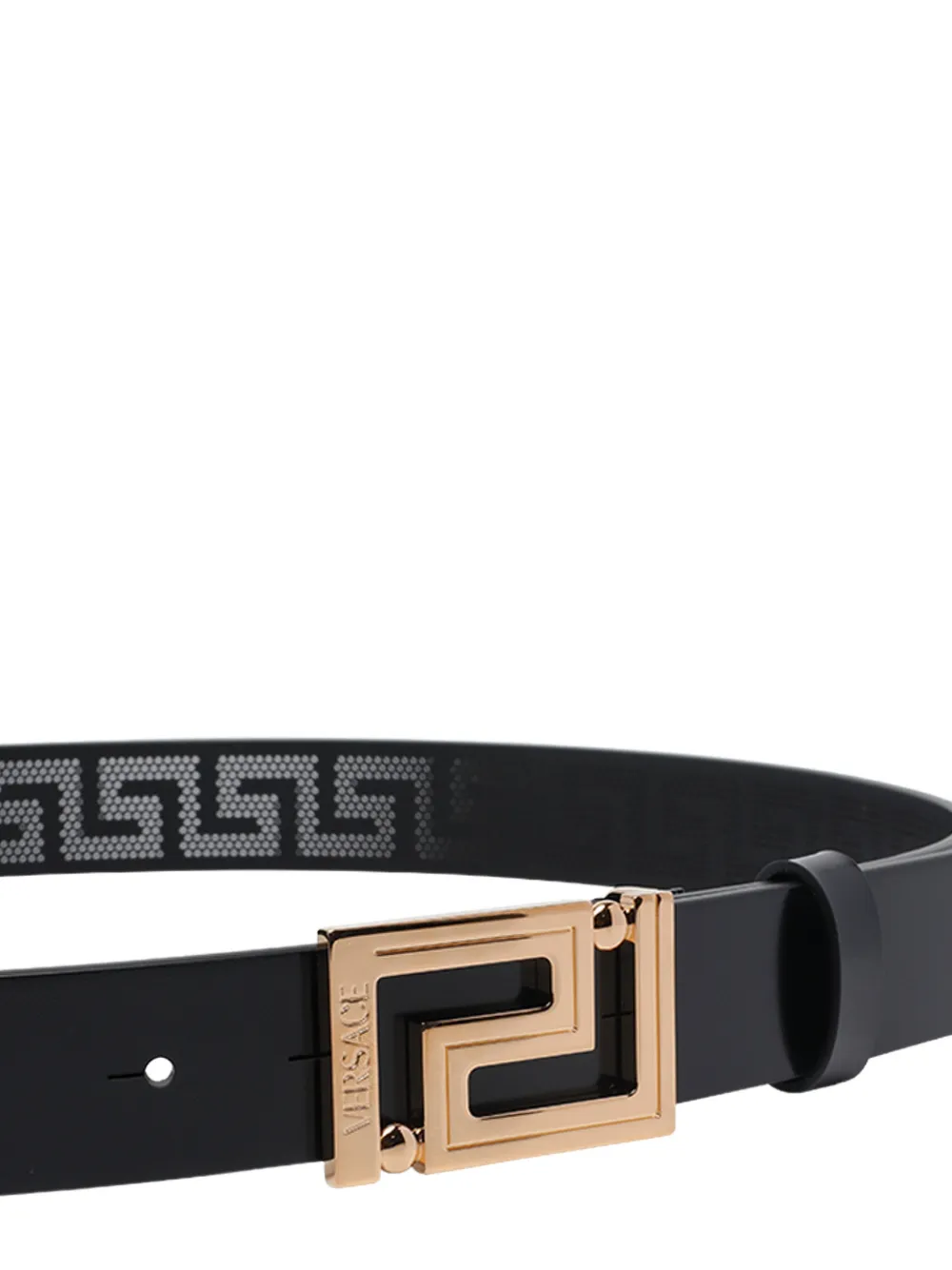 Versace Greca buckle leather belt - Zwart