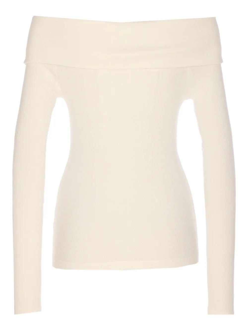 Lisa Yang boat-neck long-sleeves top - Beige