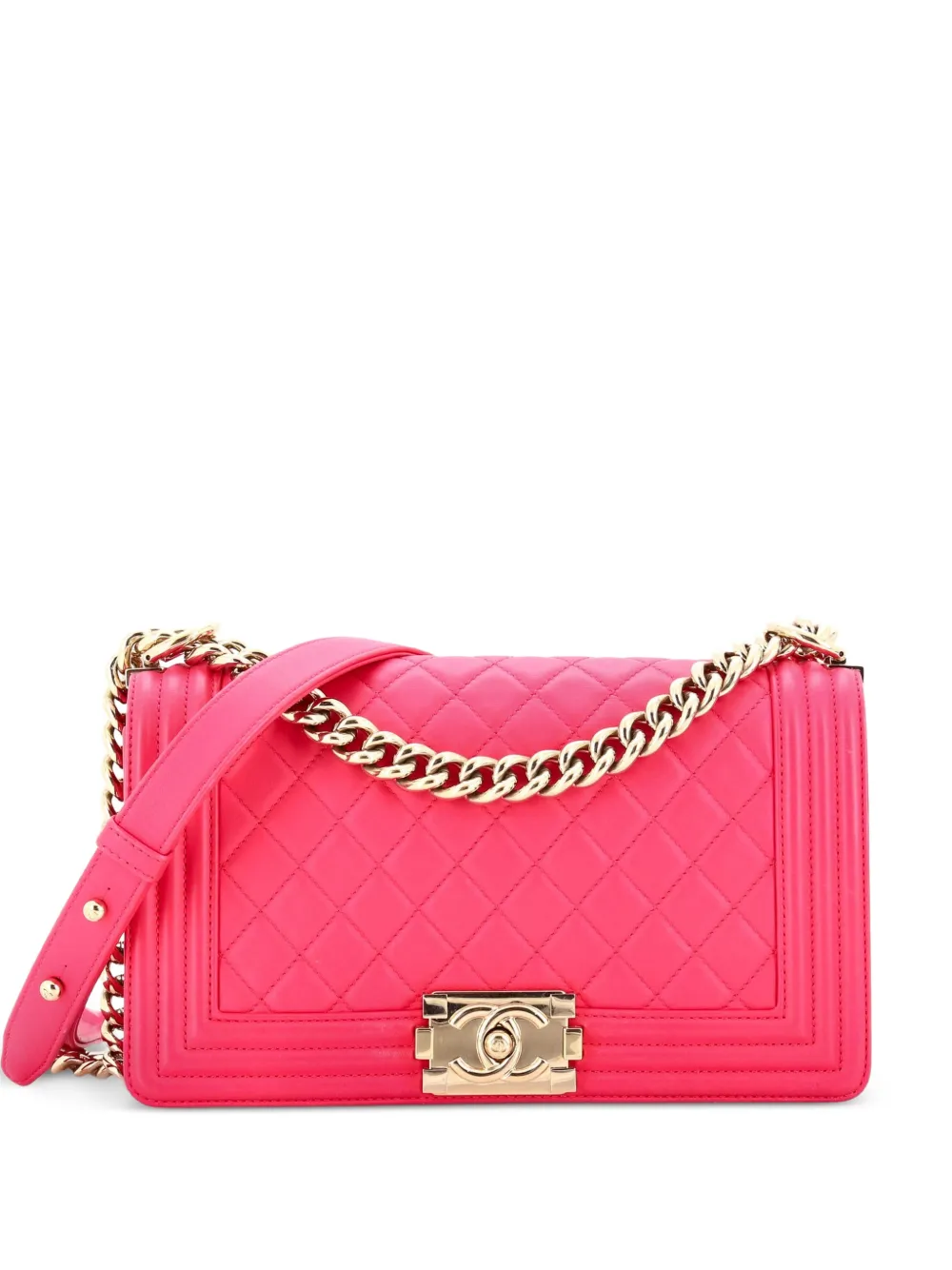 CHANEL Pre-Owned Borsa a spalla Boy media in pelle di agnello trapuntata con battente - Rosa