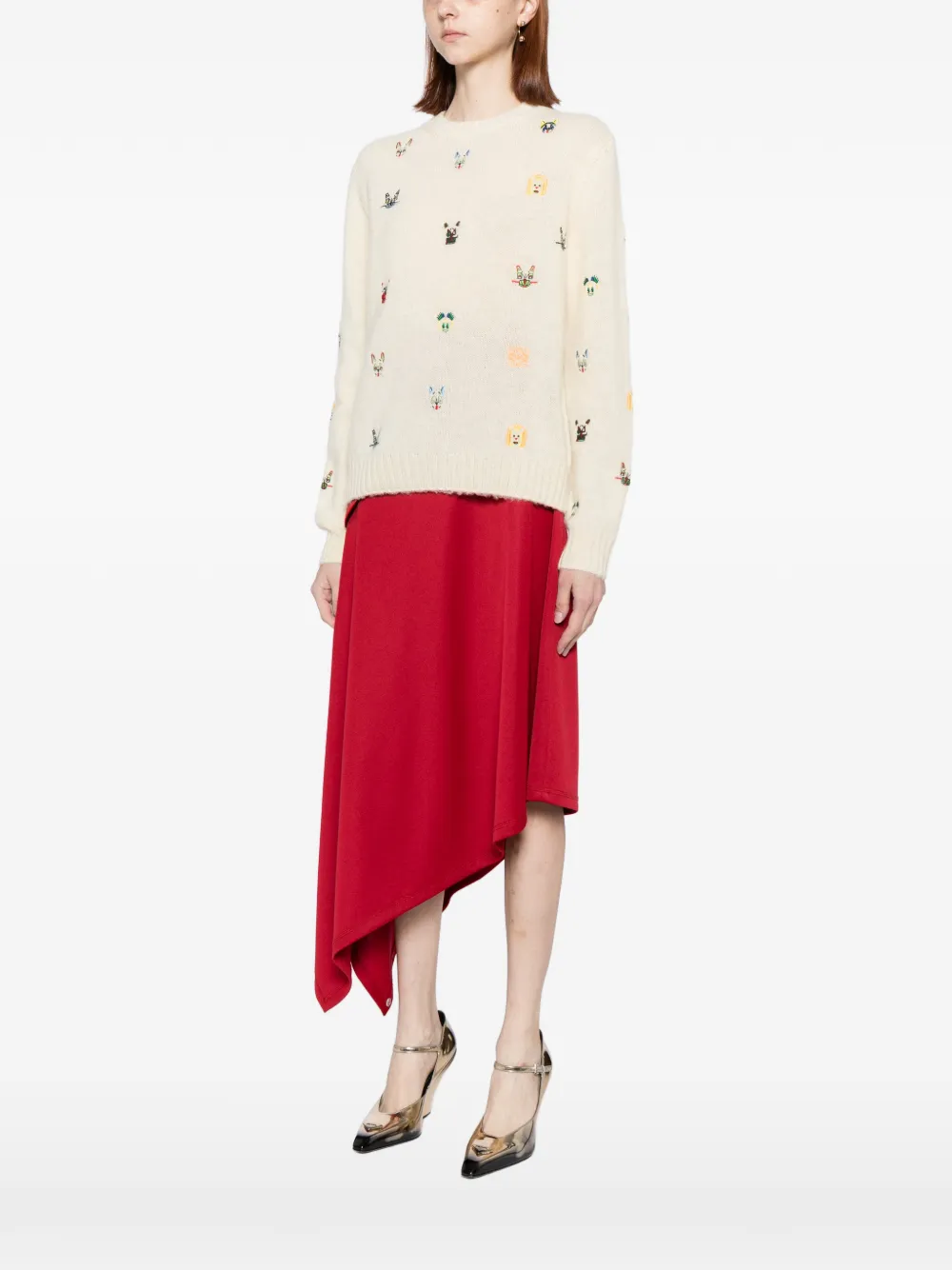  Loewe Pull à Motif Brodé - Tons Neutres 