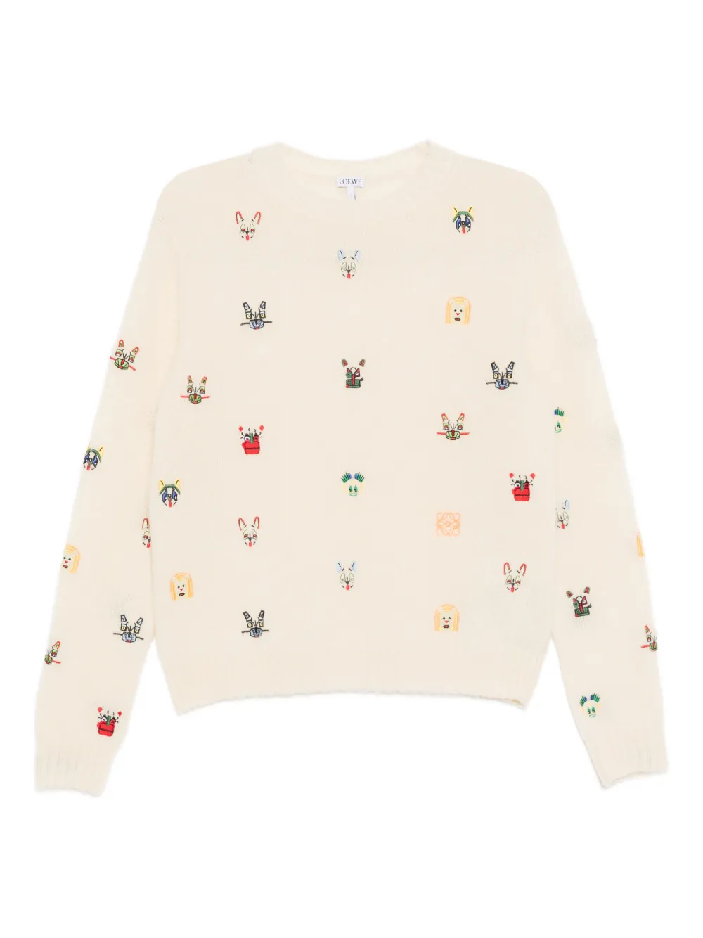 LOEWE animal-embroidered jumper - Neutrals