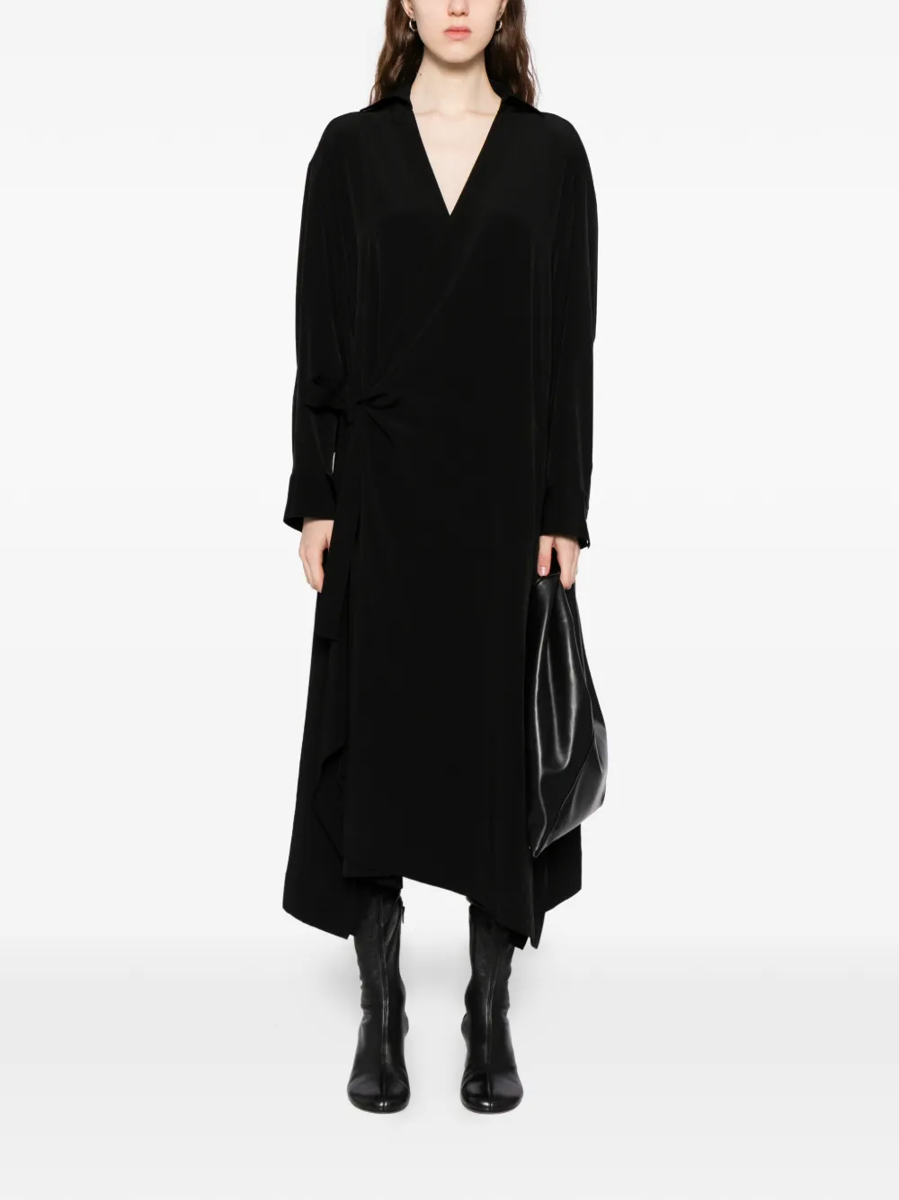 Yohji Yamamoto asymmetric wrap dress - Zwart