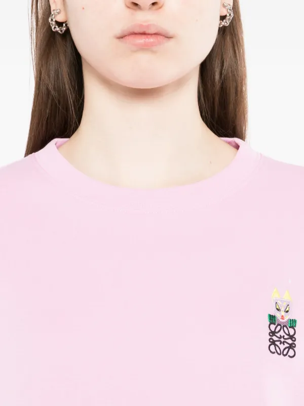 LOEWE logo-embroidered T-shirt | Pink | FARFETCH