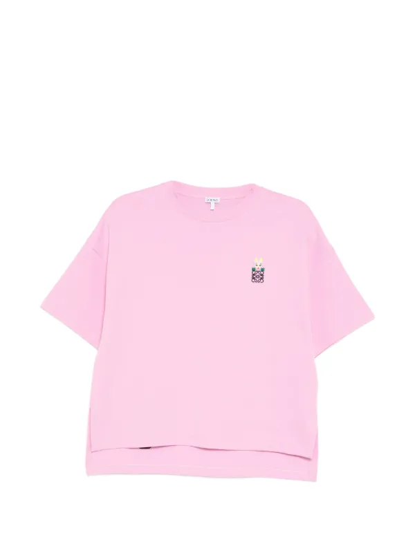 LOEWE logo-embroidered T-shirt | Pink | FARFETCH