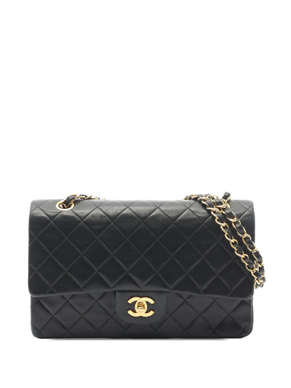 CHANEL Pre-Owned Borsa a spalla Classic Double Flap media in pelle di agnello 1991-1994 - Nero