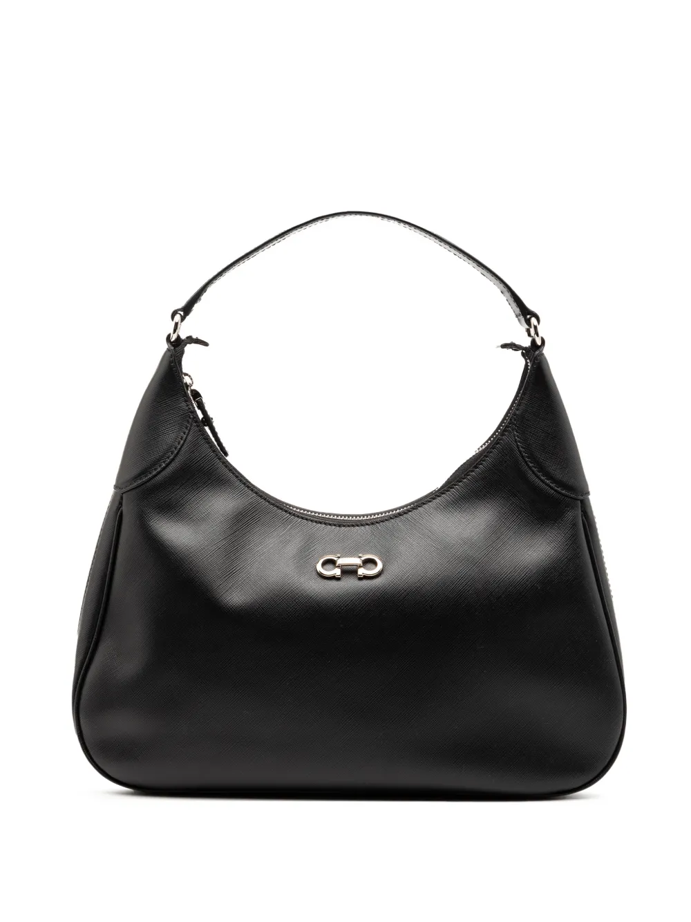 Ferragamo Pre-Owned 2000-2025 Leather Gancini Romana hobo bag - Black
