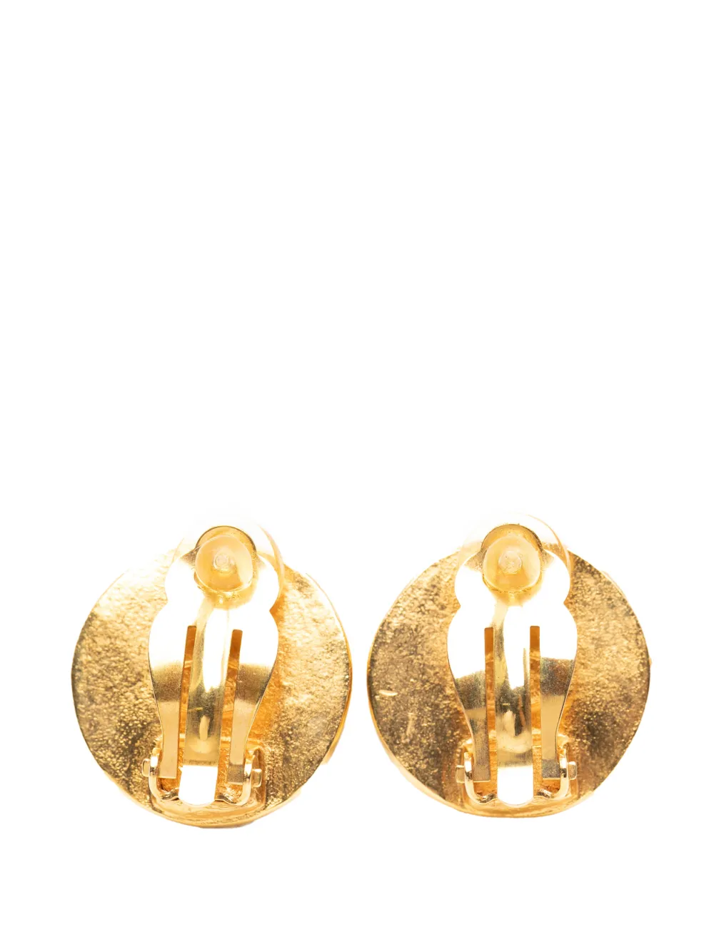 Pre-owned Chanel 2003 Cc Gold Plated Leather Clip On Earrings Costume Earrings In Black